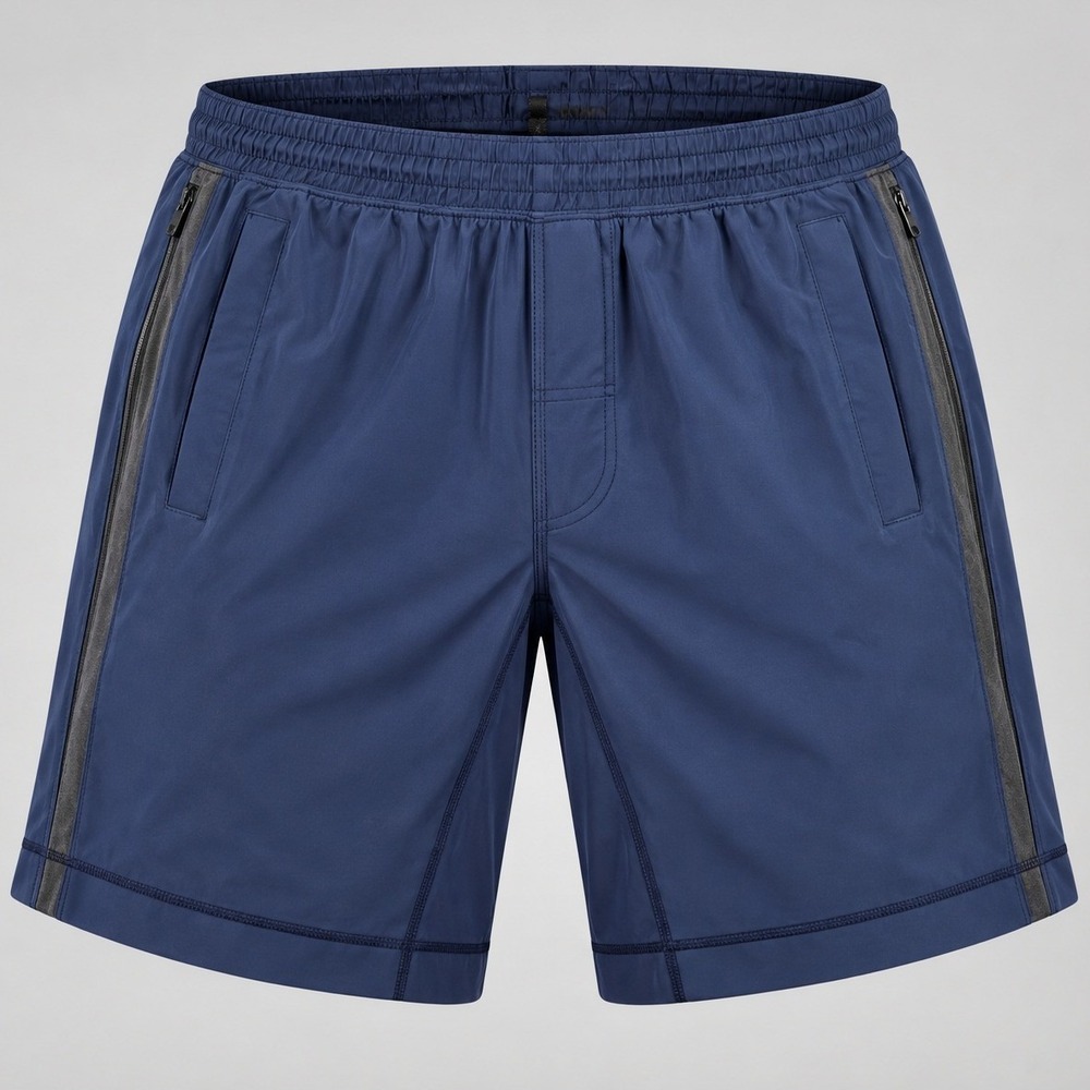 Lululemon Mens Navy Blue Athletic Shorts with Liner Size M Side Stripe Pockets